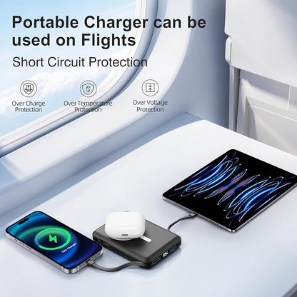 for Magsafe Power Bank, 10000mAh Magnetic Power Bank with USB-C Cable and PD 20W USB C Fast Charging LED Display, Wireless Portable Charger for iPhone 17/16/15/14/13/12/Pro/Pro Max