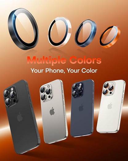 TOCOL for iPhone 15 Pro Max Camera Lens Protector/iPhone 15 Pro Camera Lens Protector Tempered Glass HD Individual Scratch Resistant Cover Accessories Case Friendly 2 Pack（Orange）