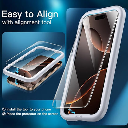 JETech 5 in 1 Matte Case for iPhone 16 Pro Max 6.9-Inch with 2-Pack Each Tempered Glass Screen Protector and Camera Lens Protector, Translucent Back Shockproof Phone Cover (Desert Titanium)
