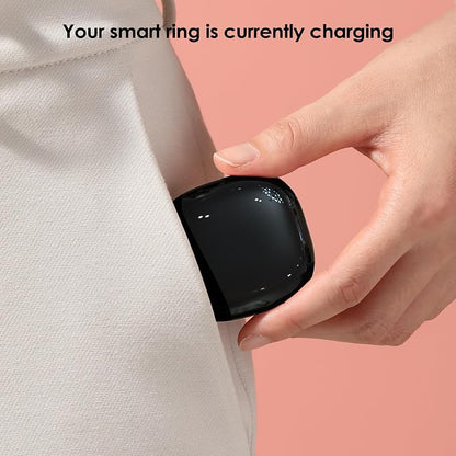 600mAh Wireless Charging Case Compatible with Oura Ring Gen4 Charger Portable Travel Charging Box for Smart Ring, Fast Charging Dock with USB-C Cable (Black, Size 8)