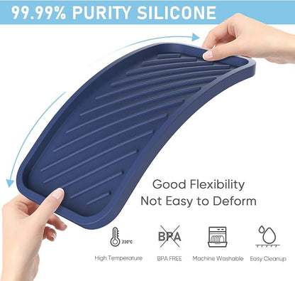 EG-SIPRO Silicone Sponge Holder,Large 10" Kitchen Sink Organizer Tray Kitchen Soap Tray Soap Sponge Holder for Bathroom Counter Sponge Caddy Dish Soap for Scrubber,Soap Dispenser,Scouring Pad