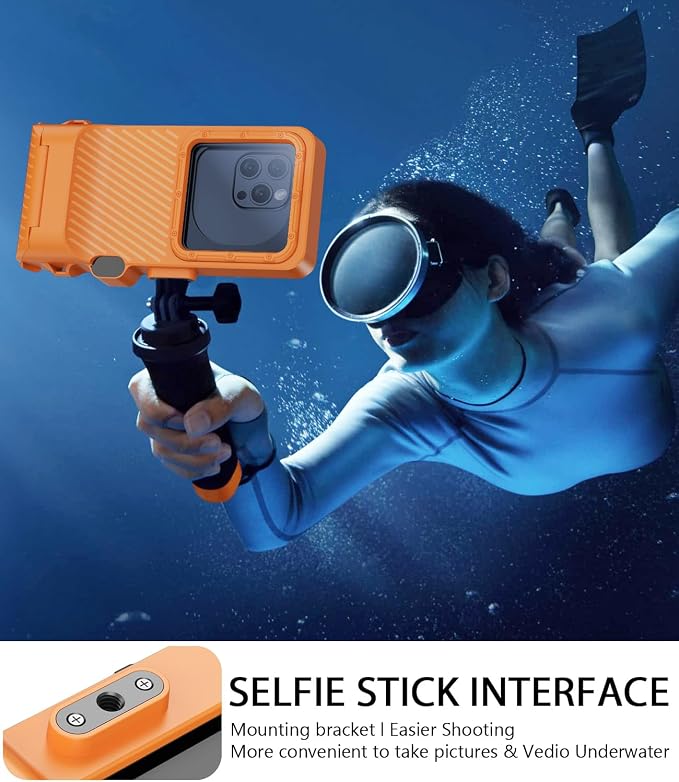 Waterproof Phone Case for Snorkeling - Underwater Touchscreen Housing, Universal Underwater Photo&Video Diving Case for iPhone 17/16/15/14 Pro Max Samsung Galaxy S25/S24 Ultra Up to 6.9'' Orange