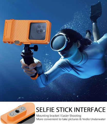 Waterproof Phone Case for Snorkeling - Underwater Touchscreen Housing, Universal Underwater Photo&Video Diving Case for iPhone 17/16/15/14 Pro Max Samsung Galaxy S25/S24 Ultra Up to 6.9'' Orange