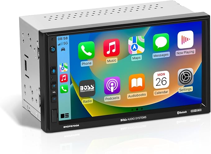 BOSS Audio Systems BVCP9700A Car Stereo - Apple CarPlay, Android Auto, Double Din, 7 Inch Touchscreen, Bluetooth, No CD DVD Player, AM/FM Radio Receiver