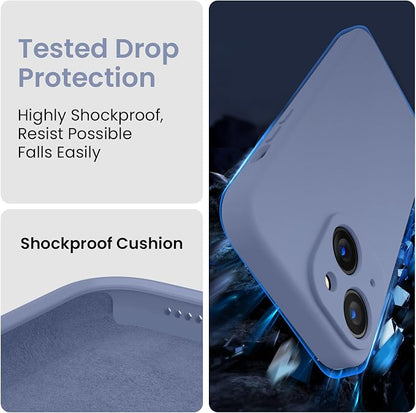 FireNova Designed for iPhone 14 Case, Silicone Upgraded [Camera Protection] Phone Case with [2 Screen Protectors], Soft Anti-Scratch Microfiber Lining Inside, 6.1 inch, Lavender Gray