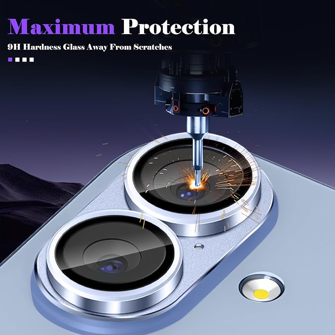 Camera Lens Protector for iPhone 17 Camera Lens Protector [Strong Adsorption] [Not Easy to Break] Metal Tempered Glass Rear Camera Screen Cover - Light Blue