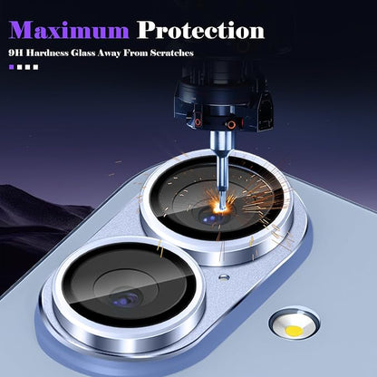 Camera Lens Protector for iPhone 17 Camera Lens Protector [Strong Adsorption] [Not Easy to Break] Metal Tempered Glass Rear Camera Screen Cover - Light Blue