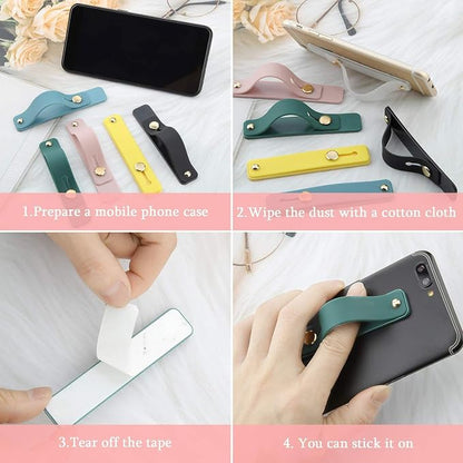 Weewooday 6 Pieces Phone Grip Holder Cell Phone Grip Strap Telescopic Finger Strap Stand Universal Finger Kickstand for Most Smartphones(Chic Colors)