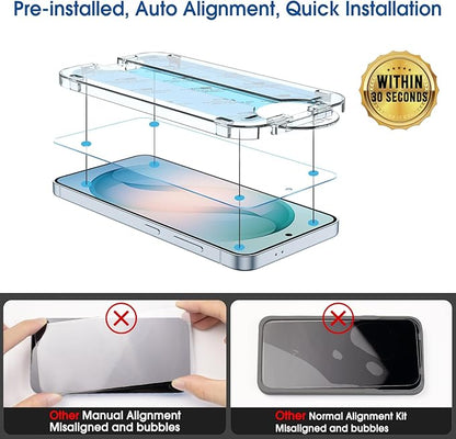 amFilm Auto-alignment OneTouch for Samsung Galaxy S26 6.3'' Screen Protector + Camera Lens Protector, Tempered Glass, 30 seconds Installation, Bubble Free, Case Friendly, Anti-Scratch [2+2 Pack]