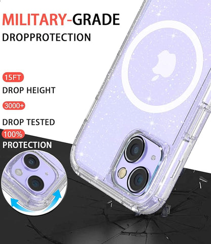 Diverbox for iPhone 13 Case [Compatible with MagSafe] [Shockproof] [Dropproof] [with Screen Protector ] 3in1 Heavy Duty Protection Phone Case Cover for Apple iPhone 13 (Clear Flash (Magnet))