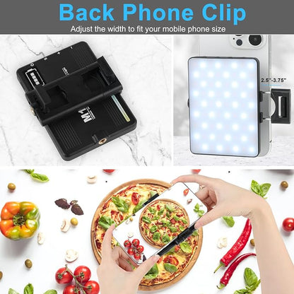 Selfie Phone Light with Front & Back Clips, LED Video Light Photography Lighting Lamp with 3 Light Modes for iPhone Computer Laptop Cameras Vlogging Makeup Tiktok