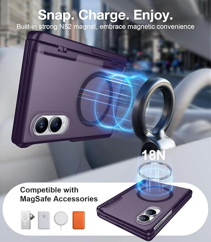 for Samsung Galaxy Z Fold 8 Case,[Compatible with MagSafe][Built-in HD Screen Protector & Kickstand][Hinge Protection]Translucent Matte Full-Body Shockproof Phone Case for Z Fold 8 Wide,Purple
