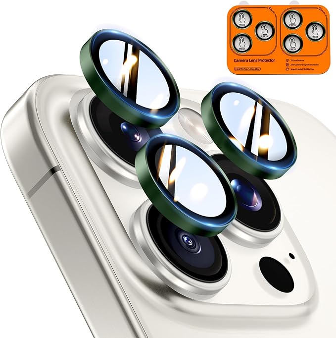 TOCOL for iPhone 14 Pro Max Camera Lens Protector/iPhone 14 Pro Camera Lens Protector Tempered Glass HD Individual Scratch Resistant Cover Accessories Case Friendly 2 Pack（Alpine Green）