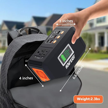 HOWEASY Portable Power Station,120W(240W Peak) Solar Generator,88Wh Lithium Battery Power with 110V AC Outlet/DC/USB/LED Light for Outdoor Camping Trip Hunting Emergency(Solar Panel Optional)