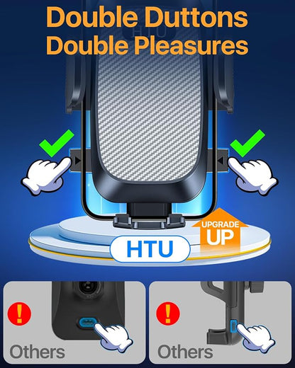 HTU 2026 Ultimate Best【True Military-Grade & Safety Cert】Car Phone Holder【Upgraded 360 Rotation & 100+LBS Strongest Suction】5-in-1 Truck Windshield Dashboard Vent Mount Stand for iPhone Android, Grey