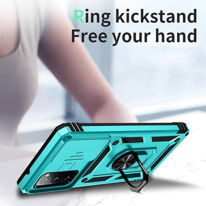 Weycolor for Samsung Galaxy S20 FE 5G Case with Camera Lens Cover, HD Screen Protector, 10 FT Military Grade Drop Protection, Magnetic Ring Holder Kickstand Protective Phone Case, Ice Green