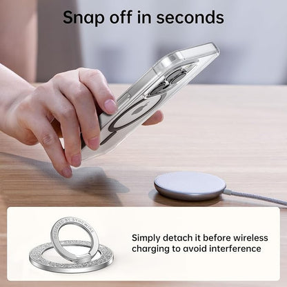 Syncwire Magnetic Phone Grip for MagSafe, Sparkle Ring Holder, Rotatable Kickstand Bling Ring Stand Removable MagSafe Accessories for iPhone 17 Pro Max 16 15 14 13, Android, Samsung etc.