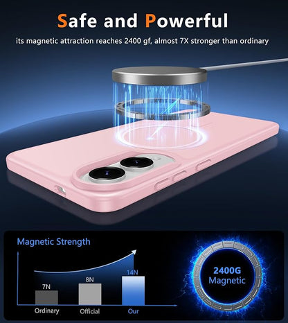 FNTCASE for Samsung Galaxy S25 Edge Case: [Compatible with Magsafe] Translucent Matte Cases with [Screen Protector] Military Grade Shockproof Protective Magnetic Phone Cover (Pink 6.7 inch)
