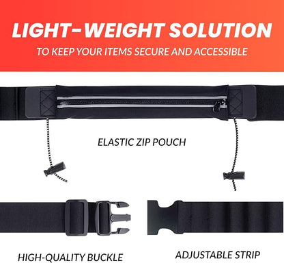 Triathlon Race Belt with Bib Holder - Water-Resistant Running Belt for Phone & Gel - No-Bounce Adjustable Waist Pack for Men & Women - Marathon Essentials & 5K Running Gear