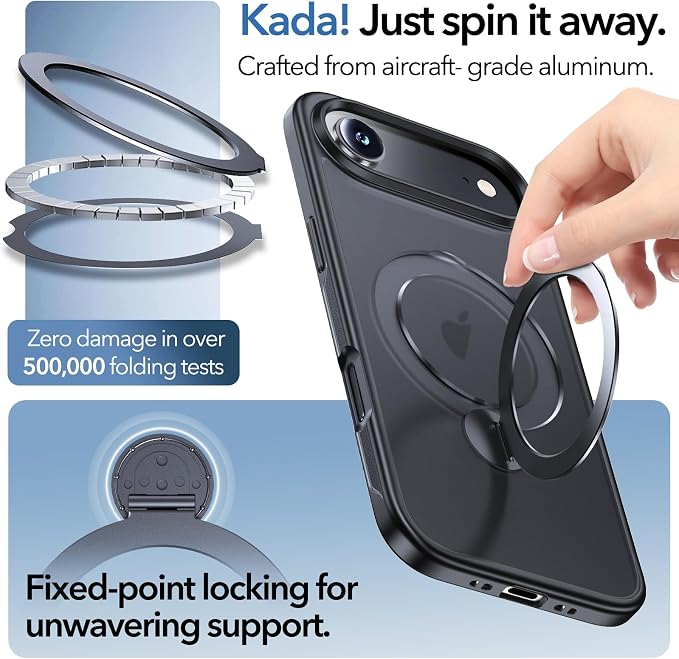 Anqrp 360° All-in-ONE Stand Case for iPhone 17 Air Case with Rotatable Magnetic Kickstand Ring Holder, Compatible with Mag-Safe, MIL-Grade Shockproof iPhone 17 Air Phone Case Cover 6.5", Black