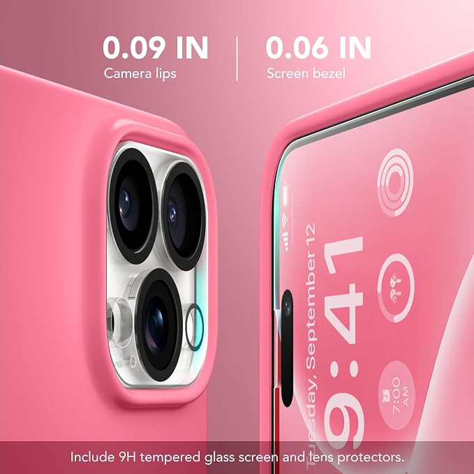 GONEZ Magnetic for iPhone 15 Pro Case, Compatible with MagSafe, [Screen Protector + Camera Lens Protector], Silicone Shockproof Anti-Scratch Protective Phone Case 6.1 inch, Wild Rose