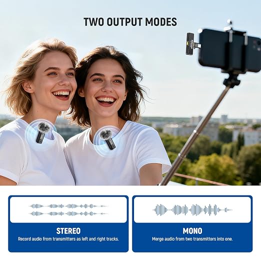 NEEWER KM23Max Wireless Lavalier Microphone 48KHz/24Bit 328ft Range 8H Battery Noise Cancelling Omnidirectional Mini USB C Mic Compatible with DJI Insta360 iPhone Android Phone PC (1x RX + 2X TX)