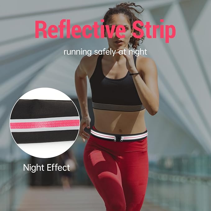JUMAHE Slim Running Belts for Women Men - Running Phone Holder Fanny Pack for Key, Accessories Fits ALL Cell Phones, Pink