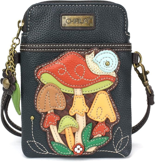 CHALA Plant Life Collection Cell Phone Crossbody Purse-Women PU Leather/Canvas Multicolor Handbag with Adjustable Strap