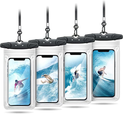 Universal Waterproof Phone Pouch, 4 Pack IPX8 Waterproof Phone Lanyard Case Compatible with iPhone 17 16 15 14 13 Max Pro Plus, Galaxy S23 S22 S24 Note 20/10/9 up to 7.5", Dry Bag for Vacation
