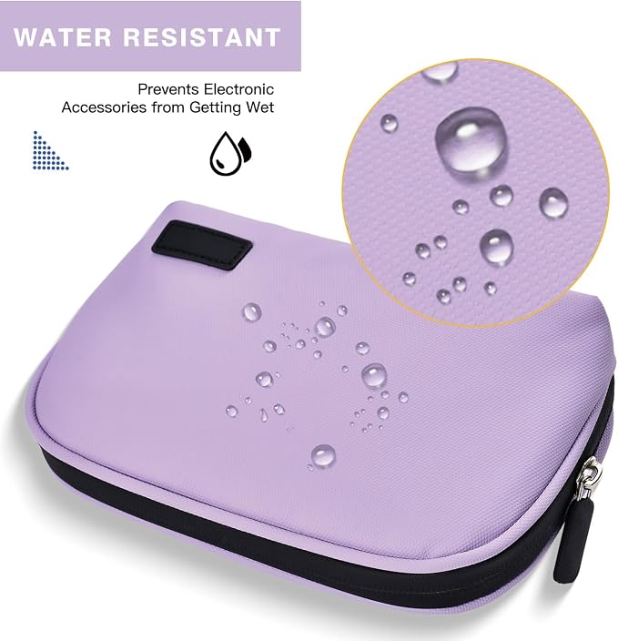CAAORDKSO Electronics Organizer Travel Case, Waterproof Cable Organizer Bag, Tech Pouch Accessories Carry Case, Travel Essentials for Cord, Cable, Charger, Phone, Power Bank, SD Card, Earphone, Purple