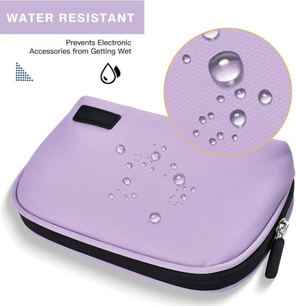 CAAORDKSO Electronics Organizer Travel Case, Waterproof Cable Organizer Bag, Tech Pouch Accessories Carry Case, Travel Essentials for Cord, Cable, Charger, Phone, Power Bank, SD Card, Earphone, Purple