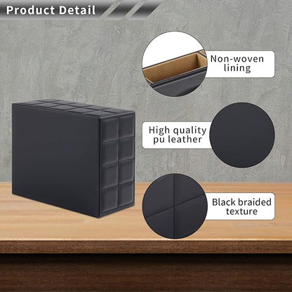 PU Leather Rectangular Tissue Box Cover - Multifunctional Tissue Box Holder with Stationery Remote Control Box, Decorative Tissue Pen Remote Organizer for Home/Office/Restaurant