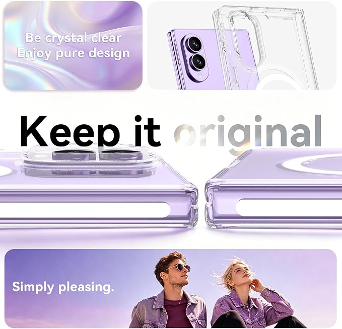 BENTOBEN Magnetic for Samsung Galaxy Z Fold 8 Wide Case Clear [Full Body Hinge Protection] [Fit for Magsafe] Slim Thin Rugged Shockproof Protective, Anti-yellow Phone Cover for Fold8 7.6", Clear White
