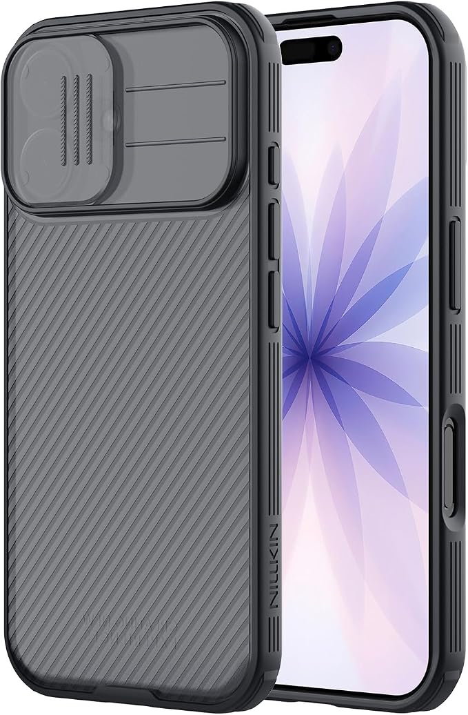 Nillkin for iPhone 17 Case with Slide Camera Cover, Thin Slim Fit, Shockproof Protective, Protector Privacy, Phone Case iPhone 17 Camera Lens Protector 6.3 inch, Transparent Black
