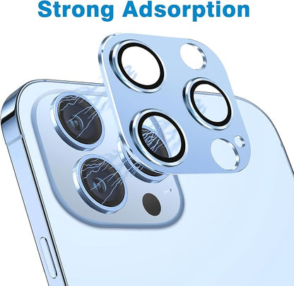 for iPhone 13 Pro and iPhone 13 Pro Max Camera Lens Protector, Anti-Scratch Tempered Glass Camera Screen Protector Shockproof Full Protective Camera Cover Case Friendly Lens Cover-Sierra Blue