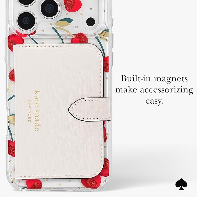 kate spade new york iPhone 17 Pro Case - Compatible with MagSafe - Designer Phone Case - Cherry Dot Gems