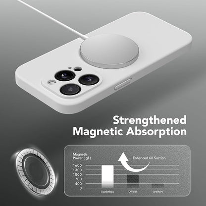 Magnetic for iPhone 13 Pro Max Case, Compatible with MagSafe, [Full Camera Protection][Screen Protector] Silicone Shockproof Protective Phone Case for iPhone 13 Pro Max 6.7", White