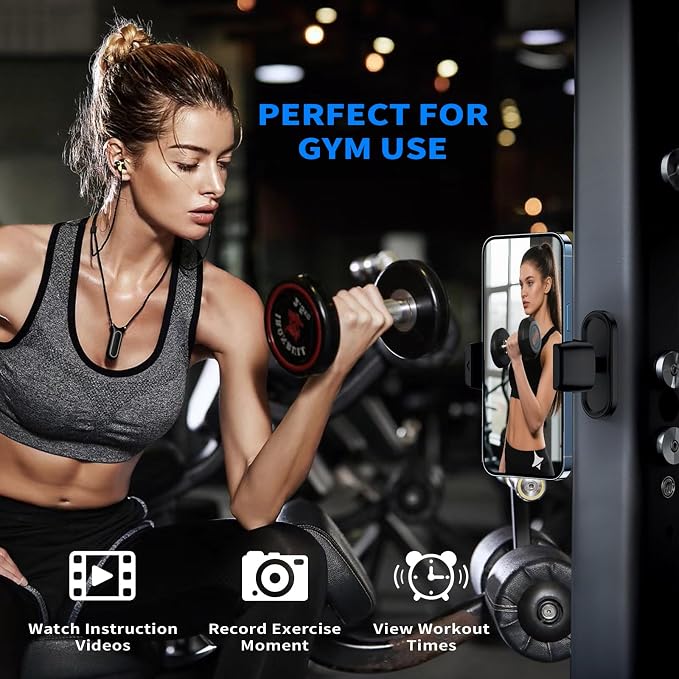 Magnetic Phone Holder for Gym - 360° Adjustable Magnet Phone Mount for Workout Recording, Compatible with iPhone 16/15/14/13/12, Android and Smartphone