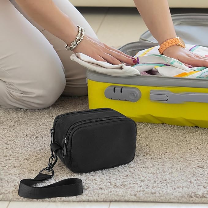 Travel Carrying Case for Anker MagGo Power Bank, Magnetic Portable Charger Protective Case Cover Storage Bag with Two-Layer Pockets for Charging Cable, Adapter and Accessories Black