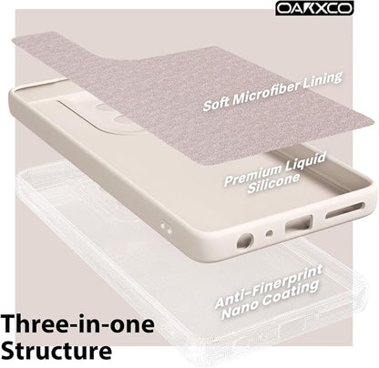 Oakxco for Motorola Moto G Power 2025 Case Liquid Silicone,Cute Thin Slim Grip Soft Rubber Gel for Women Men, Smooth Matte TPU Plain Solid Bright Color Girly Simple Case with Camera Cover, Beige Stone