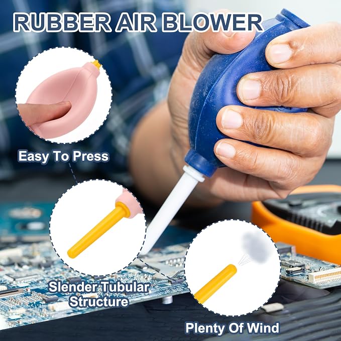 PATIKIL Soft Tip Air Blower Dust Blaster, 3 Pcs Rubber Bulb Air Pump Dust Blower Cleaner Cameras Lens Cleaning Tool with Long Nozzle for Camera Lens Computer Keyboard, Pink/Yellow