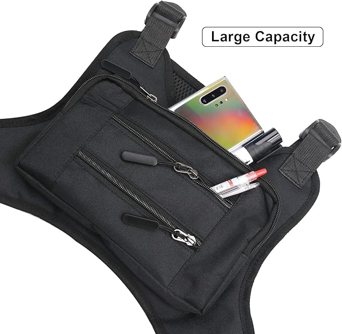 JOYEONDEF Sports Chest Bag for Men, Water Resistant Chest Pack, Running Pack with Cell Phone Holder and Extra Storage