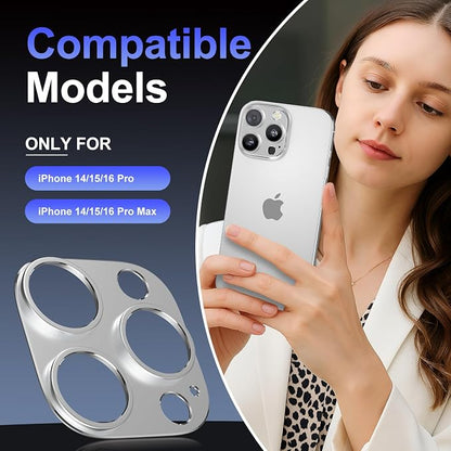 Camera Lens Protector Bumper for iPhone 16 Pro Max/iPhone 16 Pro,No Glass convex design, Silver