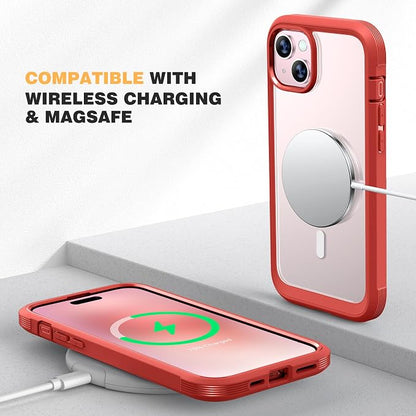 Diaclara Designed for iPhone 15 Case, Full Body Rugged Case with Built-in Touch Sensitive Anti-Scratch Screen Protector, with Camera Lens Protector for iPhone 15 6.1" (Red)