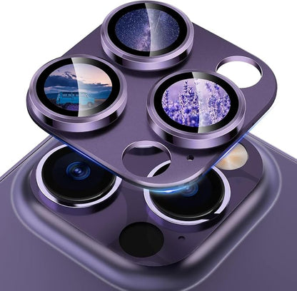 CloudValley for iPhone 14 Pro/iPhone 14 Pro Max Camera Lens Protector, 9H Tempered Glass Metal Alluminum [All in 1 Design], Case Friendly Anti-Scratch High Definition, Purple
