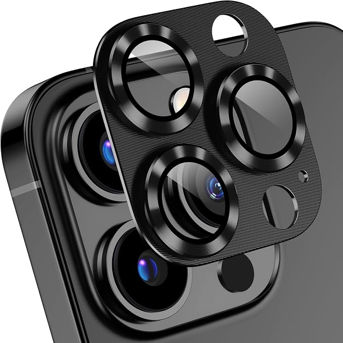 AFARER [2 Pack for iPhone 12 Pro Max Camera Lens Protector, Ultra HD, Metal Tempered Glass Len Cover, 9H Hardness, Anti-Scratch, Case Friendly(Black)