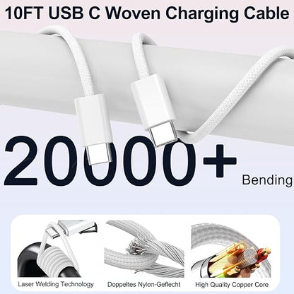 iPhone 17/16/15 Charger Fast Charging 3Pack 40W USB C Charger Fast Charging Block with 10FT USB C Cable for iPhone 17/17 Pro/17 Pro Max/17 Air/16/16 Plus/16 Pro/16e/16 Pro Max/15/15 Pro Max/iPad Pro
