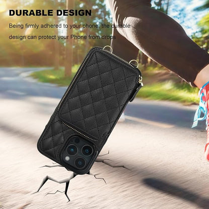Bocasal Crossbody Wallet Case for iPhone 16 Pro Max, RFID Blocking PU Leather Zipper Handbag Purse Flip Cover, Kickstand Folio Case with Card Slots Holder Wrist Strap Lanyard 5G 6.9 Inch (Black)