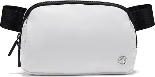 Pander Two Way Zipper Fanny Pack Nylon Everywhere Belt Bag for Women, Water Repellent Waist Packs, Crossbody Bags with Adjustable Strap (White).