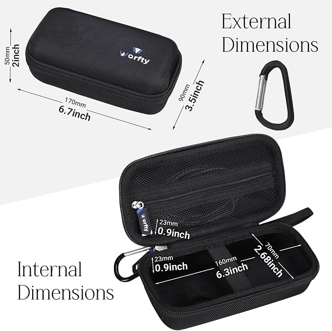 Case for VRURC for VEGER for charmast Portable Power Bank Built-in Cables - Travel Protective Carrying Storage Bag (Case Only) (Black)